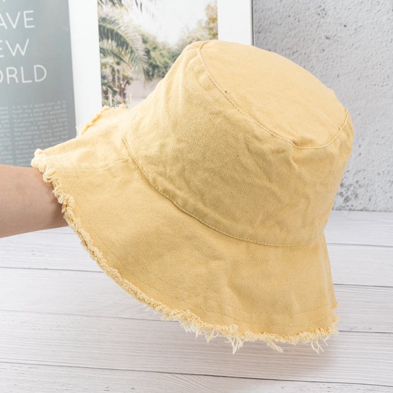 Wholesale Vintage Raw Edge Sunshade Bucket Hat